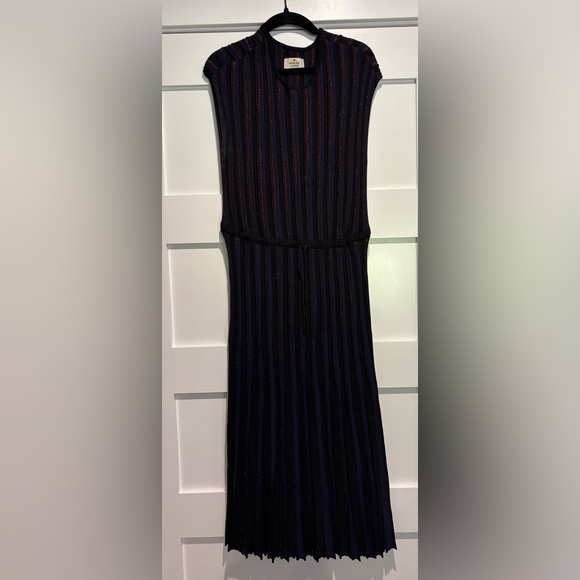 Marine Layer Penny Pleated Midi Dress in Black Rainbow Lurex Women’s Size Medium - Picture 5 of 12